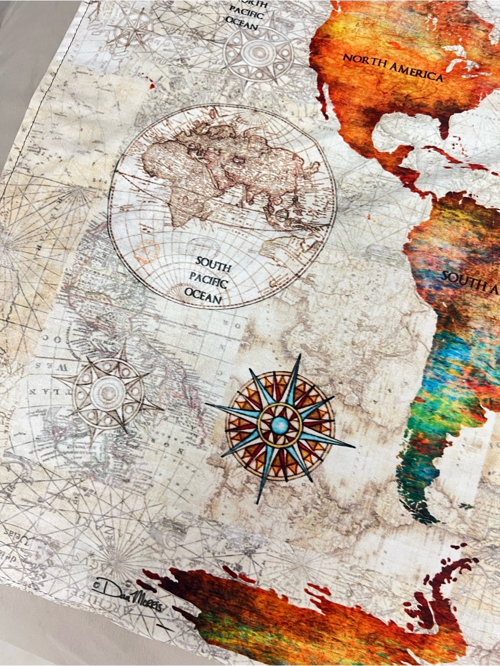 World Map Fabric Wall Tapestry in Multicolor - Picture 6 of 10